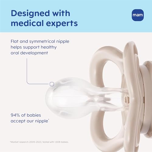 MAM Pacifier 0-6 Months Variety Pack, BPA-Free, Silicone Nipple, 3 Pack - color: Pale Mint/Cotton/Shell, size: 3 Count (Pack of 1)