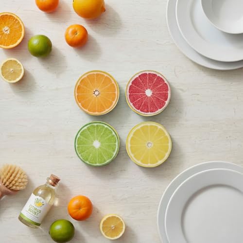 12 Pcs Lemon Printed Sponges Bulk Fruit Slices Dish Cleaning Sponges Household Non Scratch Reusable Absorbing Cleaning Scrub Tools for Washing Dishes, Cookware, Tubs, Sinks