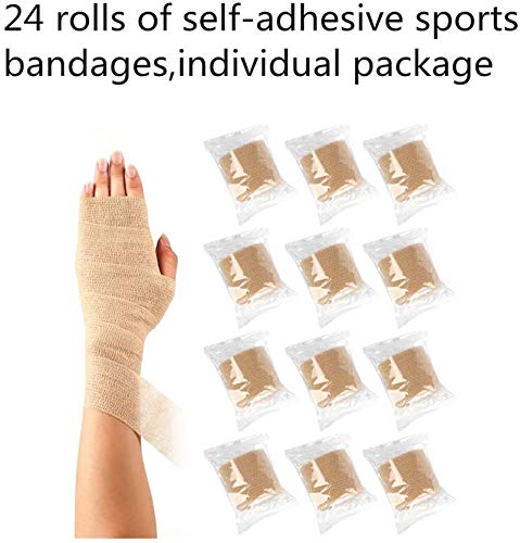 24 Packs Self Adherent Cohesive Wrap Bandages 2'' Wide, 5 Yards, First Aid Tape,Elastic Self Adhesive Tape,All Sports Athletic Tape, Non-Woven Bandage,Breathable Wound Tape,Skin Colour Athletic Tape - size: 24 Count (Pack of 1)