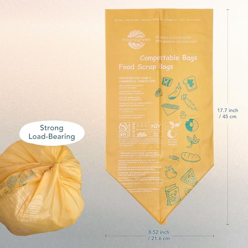 Compost Bags, Trash Bags 3 Gallon, Extra Thick, US BPI ASTM D6400 Certified Compostable Food Scrap Kitchen Waste Bags, 100 Count - size: 100 Count (Pack of 1), style: 3 Gallon