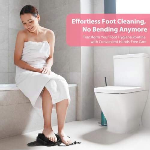 Efforest Shower Foot Scrubber Mat with Pumice Stone - Cleans, Smooths & Removes Dead Skin on Foot Without Bending, Foot Callus Remover with Non-Slip Suction Cups (Black) - color: Black