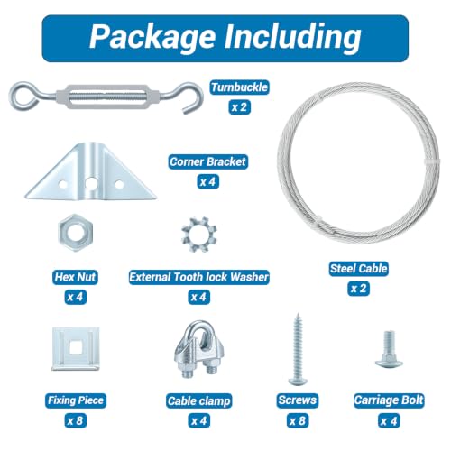 HOME MASTER HARDWARE 2 Pack Anti Sag Gate Kit for Wooden Fence Repair, Zinc Plated Steel, Anti-sag Gate Hardware Kit-Turnbuckle, Hooks, Heavy Steel Cable(7.5ft), Screws - color: Zinc, size: 2 Pack