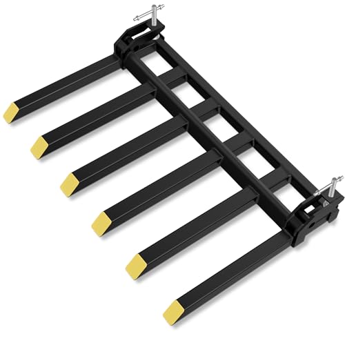 60" Clamp on Debris Forks 4000 lbs Loader Bucket Fork | Heavy duty clamp on pallet forks and debris forks attachments fit for loader bucket, skid steer, and tractor. - size: 60 IN