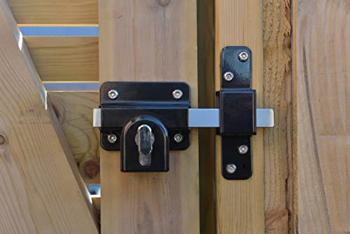GateMate Long Throw Gate Lock, Euro Profile Gate Lock for Sheds, Gates & Garage Doors, Keyed Outside & Inside Thumb Turn, 316 Stainless Steel, for Wooden Gates & Doors Up to 2¾”, 5 Keys