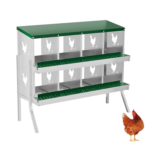 8 Holes Chicken Nesting Boxes, Nesting Boxes for Chickens, Easy to Clean and Install, Chicken Laying Box for Outdoor Chicken Coop Farm Yard, with Metal Legs, Green