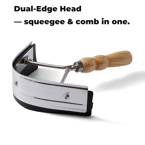 Metal Sweat Scraper for Horses, 2-in-1 Grooming Tool | Curved Metal Curry Comb With Rubber Edge And Wood Handle, For Horses, Cattle, Barns, Stables And Equestrian Grooming