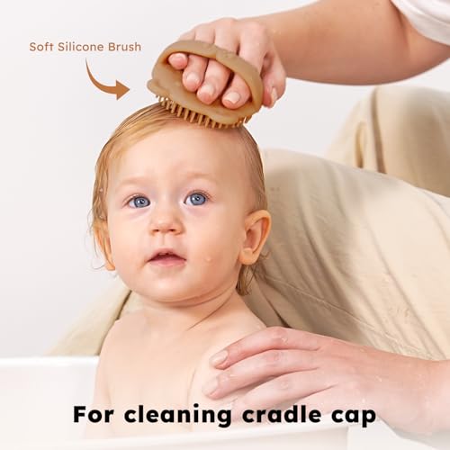 Yoofoss 4 Piece Baby Hair Brush and Comb Set, Wooden Baby Hair Brush with Natural Ultra Soft Goat Hair, Baby Comb Set for Boy, Girl - Walnut - color: Walnut