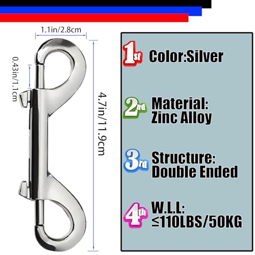Double Ended Bolt Snaps Hook Zinc Alloy Double Trigger Metal Clips for Hanging Horse Tack Sling Feed Barns Water Buckets Linking Dog Leash Collar Leash Key Chain Horse Feeding Supplies 15 Pieces - size: 4.7 inch