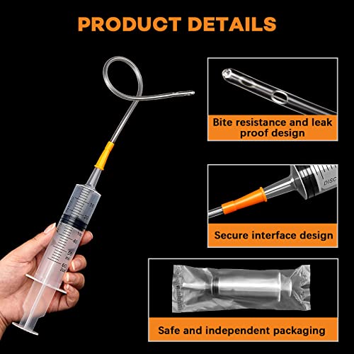Tondiamo 4 Pack Lamb Goat Kid Feeding Kit 60ml Plastic Syringes 12.6 Inch Clear Feeding Tube Set