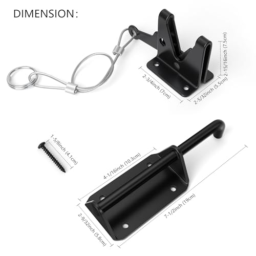 Heavy Duty Gate Latch for Wooden Fence with Cable Pull | Automatic Self Locking Gravity, Door Latch for Wood/Metal Gate, 7-1/2" Gate Hardware for Pool & Dog Door, Shed Garden, Black
