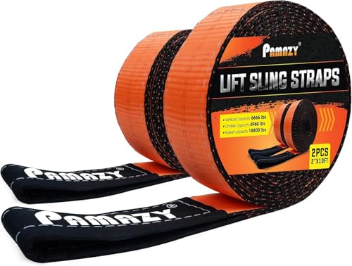 2”x10' Sturdy Lift Sling Strap, 18800lbs Heavy Duty Lifting Web Sling—2 PCS | Eye-Eye Nylon Strap for Hoist, 2-Ply Polyester Rigging Straps, Tree Saver Recovery Straps Web Sling Winch - size: 2 Pack 2"x10FT