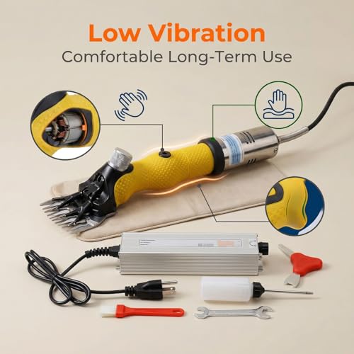 Naroote Electric Sheep Shears, Professional Goats Clippers with 3000RPM, Carbon Steel Blade, Non Slip Handle, Low Vibration & Powerful Motor for Sheep, Alpacas, Goats (US Plug 110V)