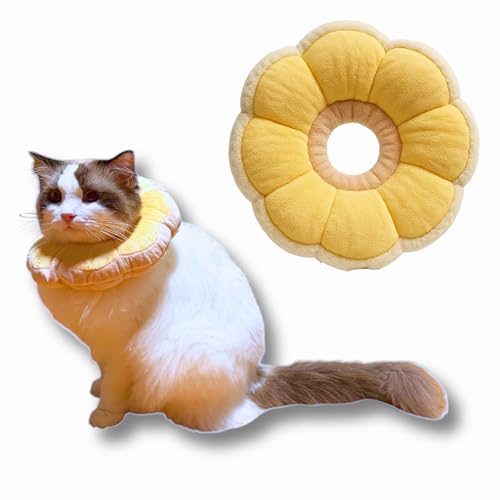 Adjustable Comfy Flower Style Elizabeth Collar for Cats Puppies Soft Recovery Cone Pet Protective Neck Collar (Yellow, Small) - color: Yellow, size: Small