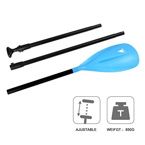 Karltion SUP Paddle - 3-Piece Adjustable Aluminium SUP Paddle with Glass Fiber Blade for Surfing, Floating, Water Sports - color: Blue