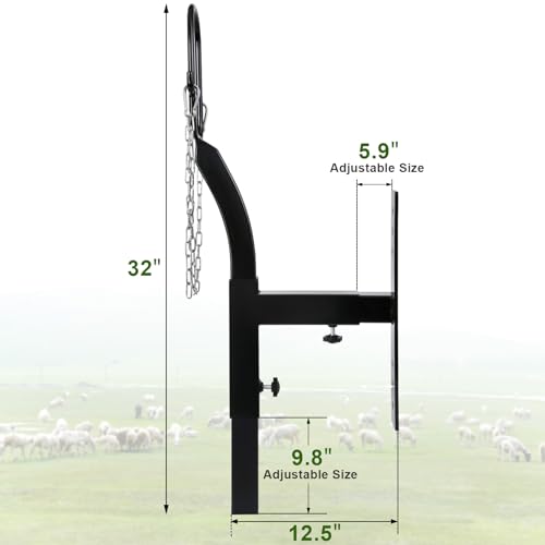 Livestock Stand 9.8 inch Height Adjustable, Goat Stand 5.9 inch Length Adjustable，Metal Livestock Stand Attachment Nose Loop Headpiece, Trimming Stand for Goat & Sheep. | Nose Loop Headpiece for Goat & Sheep, Powder-Coated Steel Trimming Stand for Farm Gr