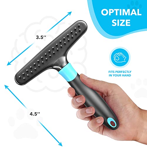 DOGI Deshedding Brush - Undercoat Rake for Dogs, Cats, Matted, Short, Long Hair Coats - Double Row Stainless Steel Pins - Reduce Shedding by 90% (Blue) - color: Blue