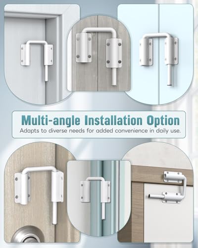 90/180 Degree U Patio Sliding Door Loop Lock Latch, White | Aluminum Alloy Security Bolt Lock , Multi-Angle Mounting for Barn, Garden, Fence Gate & Window - color: White-1 PC