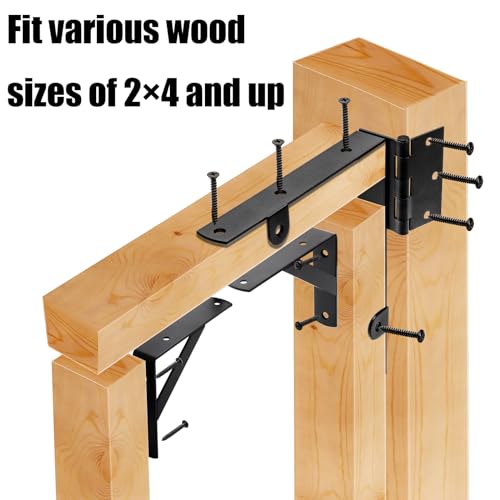 Anti Sag Gate Frame Kit, Gate Corner Bracket, Heavy Duty Brace Gate Hardware with Hinge and Gate, Wooden Fences-No Sag Gate Corner Brace Bracket for Doors, Corral Gates, Wood Windows