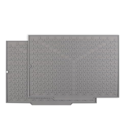 Silicone Dish Drying Mat,14"x10" Dish Drying Pad for Kitchen Counter or Sink,Non-Slip Drain Pad with Built-in Drain,Easy to Clean and Storage,Reusable