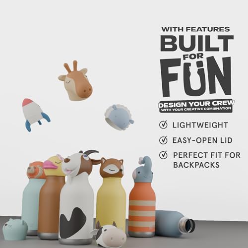 asobu Bestie Water Bottle, Cute Collectible Character, Leak Proof, BPA Free | 16 oz, Stays Cold 24 Hours, Double Wall Vacuum Insulation, Food Grade Stainless Steel, Spill Resistant, Great Gift Idea - color: TOLANI THE ELEPHANT
