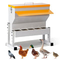 No Waste Automatic Chicken Feeder, 16L Metal Chicken Feeder | Duck Feeder for Outdoor, Large Poultry Feeder with Adjustable Stand & 5 Feeding Ports