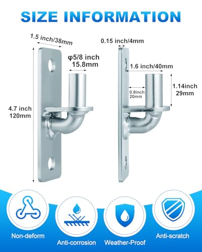 2 Pack Wall Mount Gate Hinges with 5/8" Pin Included Screws | Heavy Duty Galvanized Outdoor Metal for Fence Posts, Metal Farm & Chain Link Gate Hinges for Fences, Barns, Sheds, and Gates - size: 2 Pack