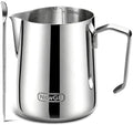 Milk Frothing Pitcher 12oz, Stainless Steel Espresso Cup for Latte Art | Premium 304 stainless steel with precise pour spout and art pen for silky microfoam and professional latte art every time. - color: Bright Silver