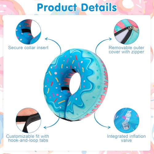 BEAUTYZOO Dog Cone Collar Alternative After Surgery,Pet Neck Donut E‑Collar | Soft Cone for Dogs to Stop Licking, Adjustable Recovery Collar for Large Medium Small Pets, Not Block Vision - Donut Blue, M - color: Blue Donut, size: M(Neck:13"-16")