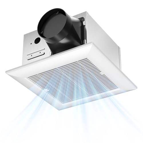 Amico Bathroom Exhaust Fan, 110 CFM, 1.0 Sones, Low Noise, ETL & FCC | Ceiling Opening 9.4 ''x 9.4'', Household Bath Ventilation Fans, Ceiling Mounted, No Attic Access Needed - size: 110 CFM (No Light)
