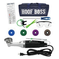 Pig Hoof Trimmers Kit, 110V Electric Set with Supplies | Rotary Hoof Grinder for Pigs & Swine, Medium & Fine Discs, Dome Top Finisher, Buffing Sander, Safety Glasses & Tool Bag - size: Pig Hoof Trimming