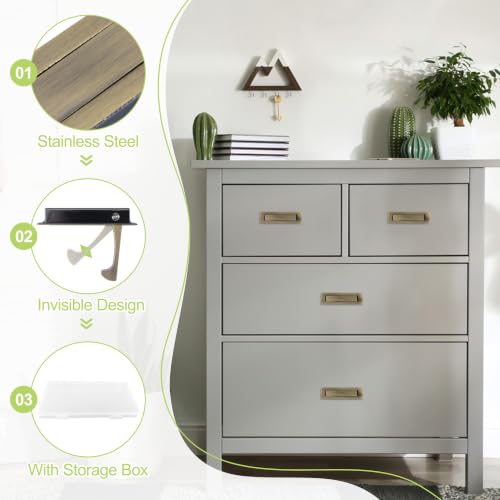 Flush Mount Door Pull 2Pcs 304 Stainless Steel Recessed Door Handle Hardware Brushed Pocket Hidden Edge Pull for Closet Pocket(Antique Bronze) - color: Antique Bronze-1pc-A