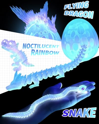 5 Pcs，12" 3D Printed Noctilucent Rainbow Dragon Eggs,Dinosaur,Crystal Dragon Toys,Snake, Animals,Fidget Toy,Desk Executive Toy，Easter Eggs Basket Stuffers,Toys for Boys Kids Teen 5-7 4-6 8-12 - color: Oo-05