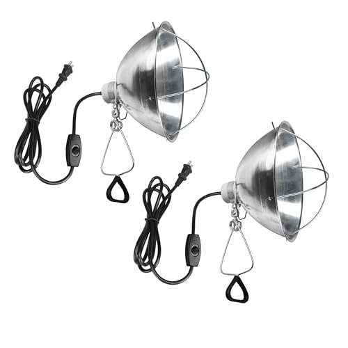 Simple Deluxe Adjustable Clamp Lamp with 10.5" Aluminum Reflector and Bulb Guard, 250W E26 Socket (Bulb Not Included), 6ft 18/2 SJT Cord,Silver - size: 10.5 Inch (250 Watts), style: 2-Pack (Ceramics)