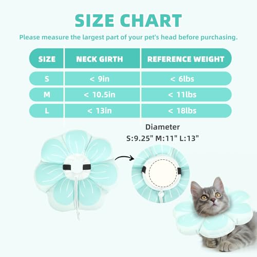 PUPTECK Cat Cone Collar, Soft Kitten Recovery Collar, Lightweight Anti-Bite Lick Elizabethan e Collar for Cats Puppy After Surgery, Blue M - color: Blue, size: M - Neck Up to 10.5"