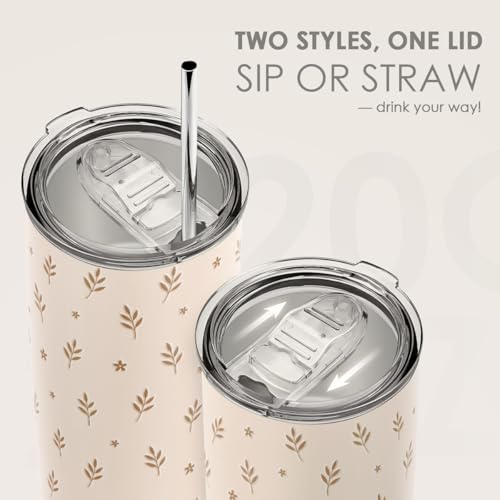 SANDJEST Botanical Tumbler 20oz, Stainless Steel Travel Cup with Lid, Insulated Coffee Mug, Botanical Gifts for Women Girls Friends Sisters on Birthday Christmas - color: Botanical 1