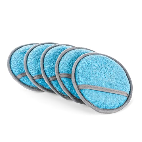 The Rag Company - Ultra No Soak Round Detailing Applicator - 70/30 Pearl Weave Microfiber for Applying Coatings, Dressings, Waxes, Sealants to Glass, Paint, Rubber, Leather, Plastic - 5 inch (5 Pack)