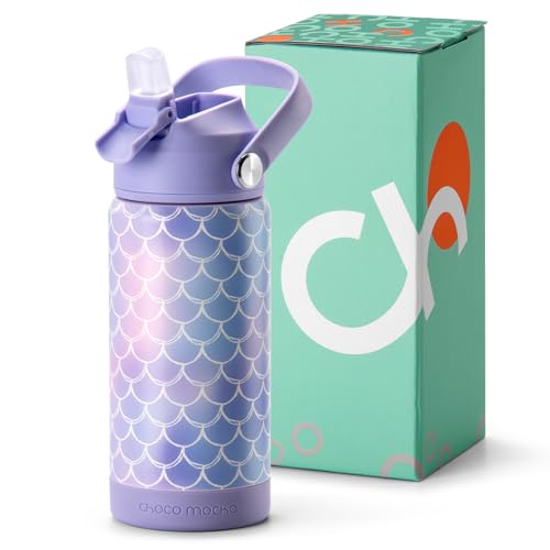 Choco Mocha Kids Water Bottle For School, Kids Insulated Water Bottle Stainless Steel, Girls Water Bottle 14Oz,Purple Mermaid - color: Purple Mermaid, size: 14 Ounces