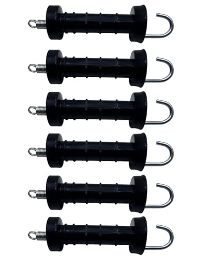 6-Piece Plastic Electric Fence Gate Handle Insulators, Gate Connectors, Electric Fence Wire Handles, Heavy-Duty Electric Fence Insulators with Spring-Loaded Gate Handles
