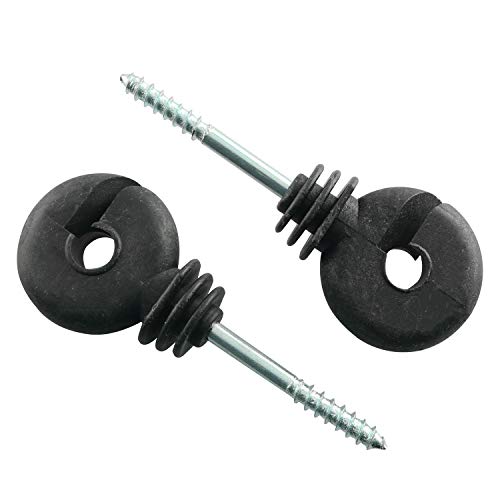 12pcs Electric Fence Insulator Screw-in Insulator Black Self-Tapping Fence Ring Post Wood Post Insulator