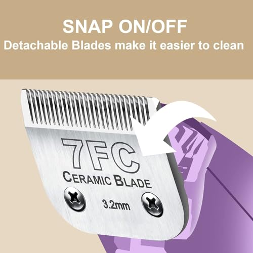 3PCS 7FC Blades Dog Grooming Blades Compatible with Andis/Wahl Dog Clipper | Cut Length 1/8-Inch (3.2MM),Dog Clipper Blade compatible with Oster A5/Wahl KM Series ,Ceramic Blade & Stainless Steel Blade - color: 3pack #7fc
