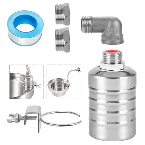 Float Valve, 1/2" to 3/4" 1" 304 Stainless Steel Fully Automatic Water Level Controller, Automatic Water Level Control Float Valve for Water Tank, Livestock Troughs, Pool, Distiller