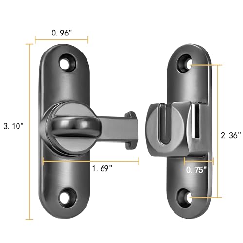 Grey 90/180 Degree Barn Door Latches,Flip Gate Lock | Zinc Alloy Flip Gate Latches,Right Angle Door Lock,for bedroom,garage,sliding door,window,cabinet,drawer,pet enclosures - color: Gray