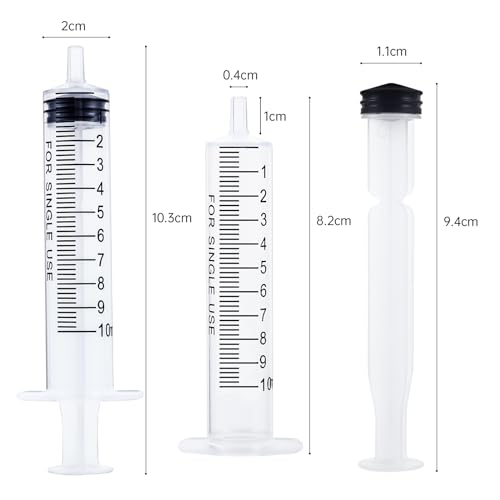 40 Pack 10ml Plastic Syringe for Scientific Labs, Dispensing, Measuring, Watering, Refilling, Multiple Uses - size: 10ml-40Pack