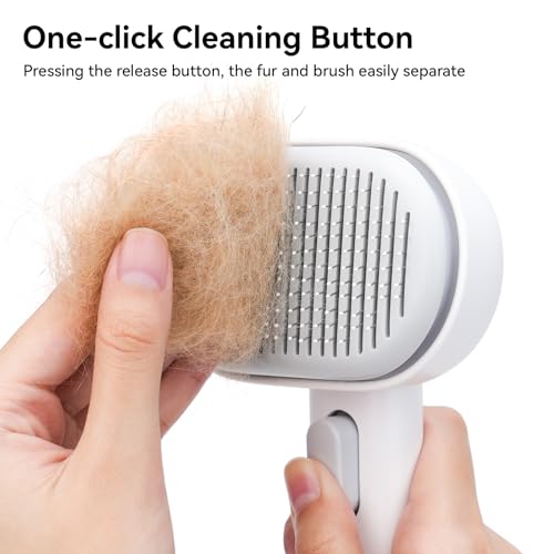 Aumuca Cat Brush for Shedding, Cat Brushes for Indoor Cats, Cat Brush for Long or Short Haired Cats, Cat Grooming Brush Cat Comb for Kitten Rabbit Massage Removes Loose Fur - color: White