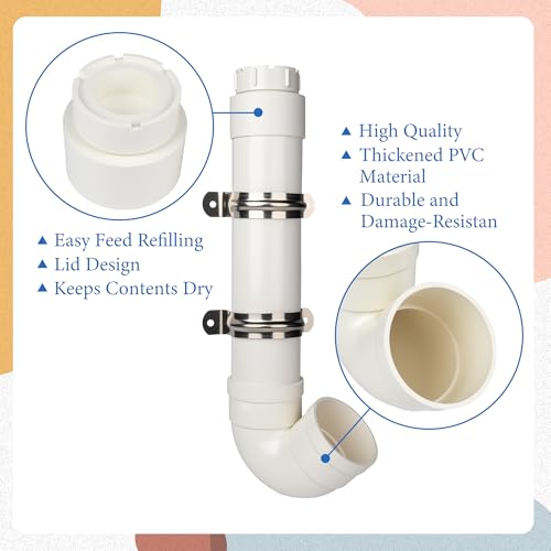 Homar 2pcs PVC Pipe Chicken Feeder, Waste-Free Chicken Feeder PVC The Sturdy and Durable PVC Material is Rodent-Proof and Can Withstand All Kinds of Weather and Birds 19.3“ L X 6.7” W X 3.8" Id - size: 2pc