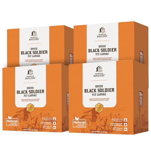 Black Soldier Fly Larvae for Chickens – High Calcium Chicken Treats for Strong Eggshells & Egg Production – Dried BSFL Grubs Poultry Feed for Ducks, Wild Birds & Backyard Flocks, 20lb - size: 20lb, style: Soldier Fly Larvae