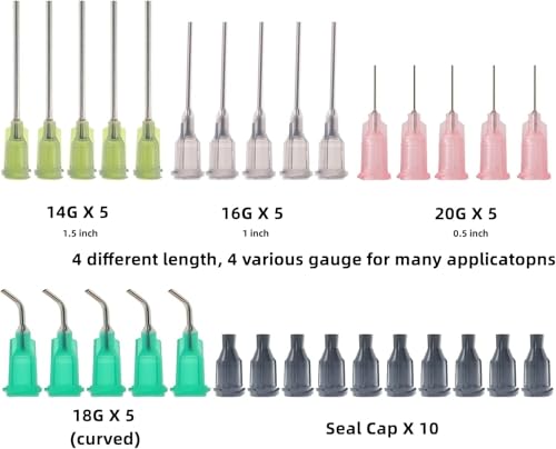 15 Pack 1ml, 3ml, 5ml Measuring Dispenser with14ga, 16ga, 18ga, 20ga Dispensing Accessories and Caps. Measuring and Refilling, Glue Applicator or Oil. - size: 15 Pack