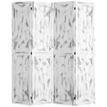 HOMCOM 4-Panel Room Divider, 5.5' Tall, Woodgrain, Rustic White | Freestanding Privacy Divider, Partition Wall Divider for Room Separation
