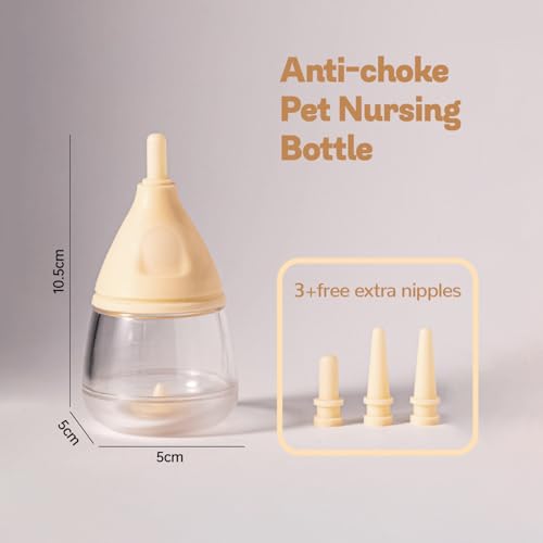 RockTech Ergonomic Kitten Bottle Feeding kit, Puppy Bottles for Nursing Puppy Milk -40ml Anti-Choking Slow Flow Nursing Bottle for Newborn Kittens/Puppies/Small Animals,Silicone Feeder(Yellow) - color: Yellow