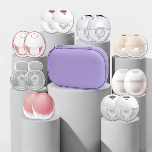 Wearable Breast Pumps Carrying Case, Hard Shell Breast Pump Bag with Waterproof Removable Tray, Breast Pump Storage Bag Compatible with Most of Wearable Breast Pumps (Purple) - color: Purple